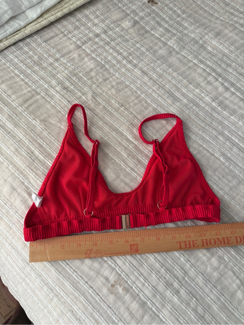 Red Ribbed Triangle Bikini Top - Picture 4 of 5